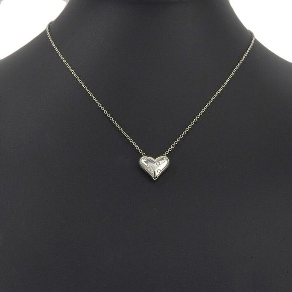TIFFANY&Co. Dotz heart Necklace 5P Pt950Platinum/diamond Women - Picture 9 of 12